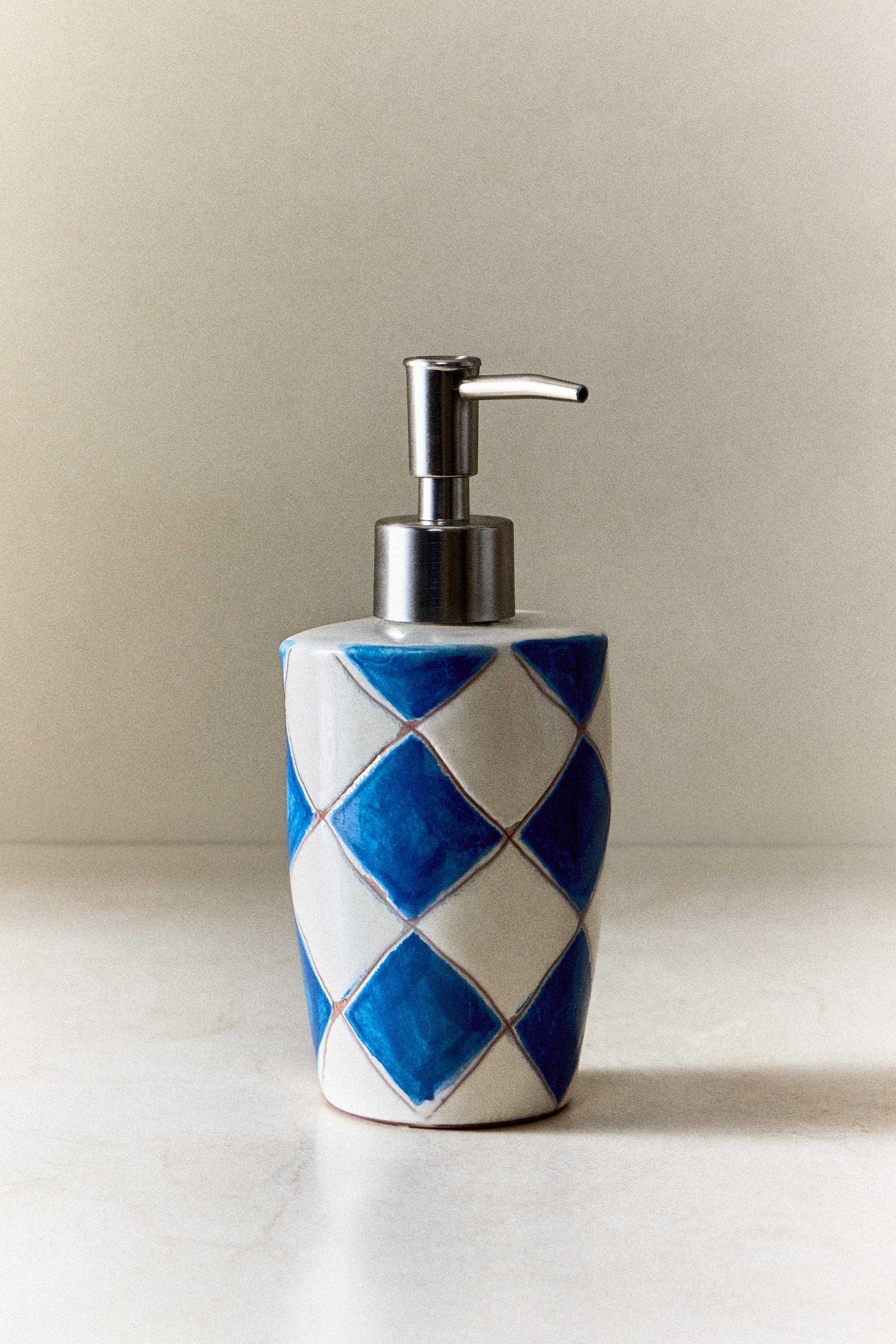 BLUE DIAMOND CERAMIC SOAP DISPENSER